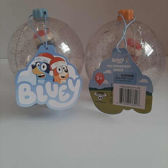 Target Bluey & Bingo Santa Hat Holiday Toy Figure Bauble Christmas Ornament Set - Picture 7 of 7
